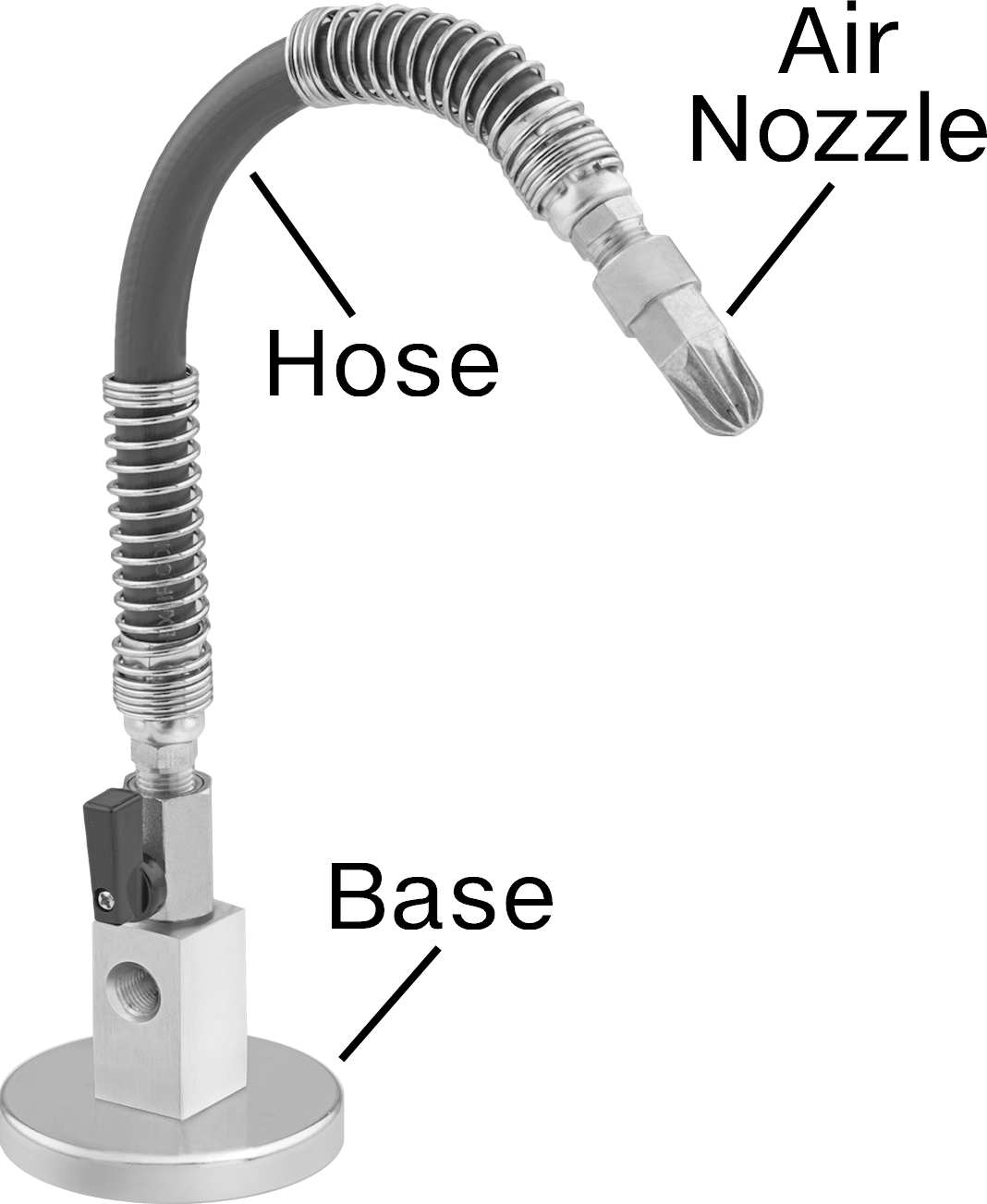 Bend-and-Stay Hava Nozulu için 1/8 NPT Dişi Çıkışlı 6" Uzunlukta PVC Hortum