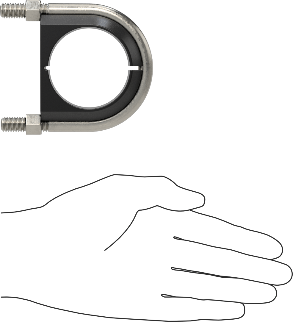 Titreşim Sönümleyici U Cıvatası, 316 Paslanmaz Çelik, 3/8"-16 Diş, 2" ID,-50° ila 275°F