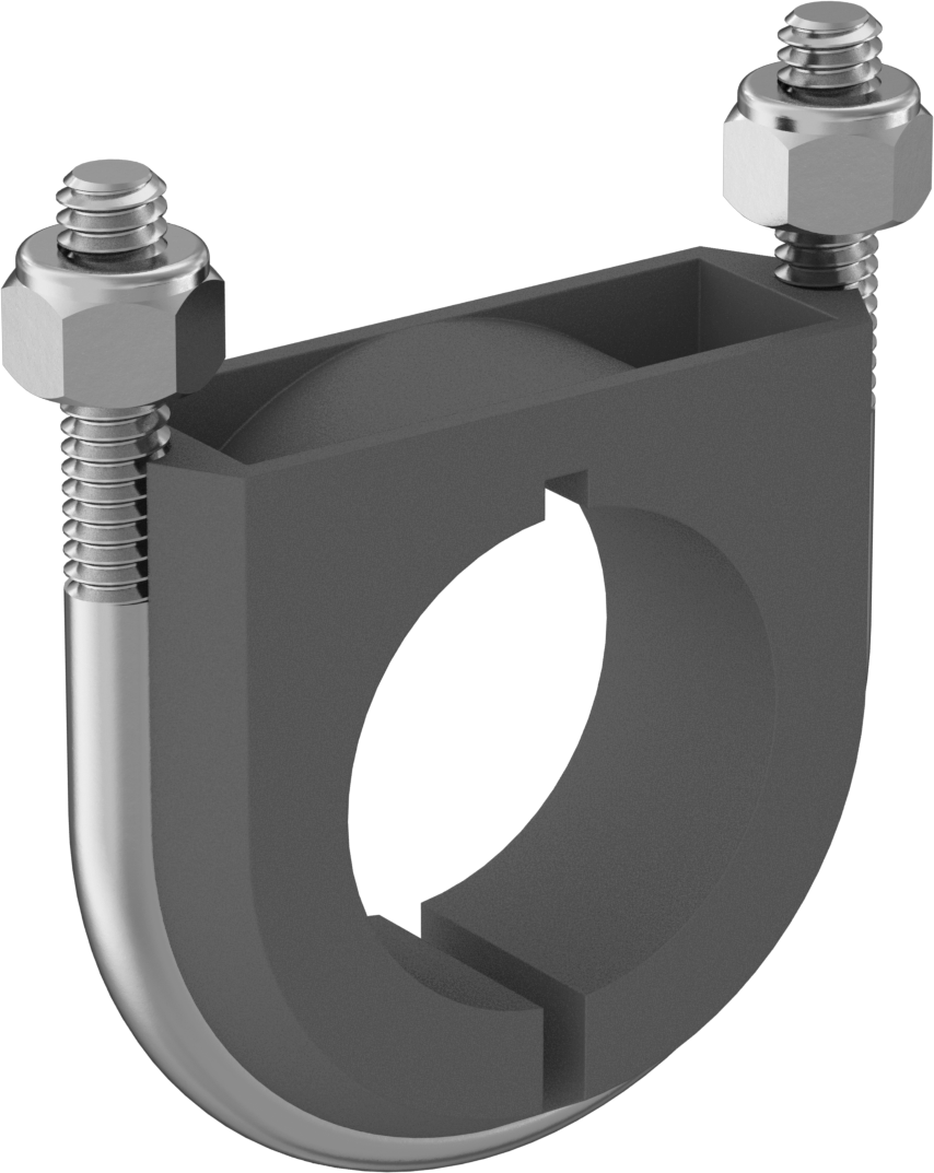 Titreşim Sönümleyici U Cıvatası, Çinko Kaplı Çelik, 1/4"-20 Boyut, 1-1/4" ID,-65° ila 340°F