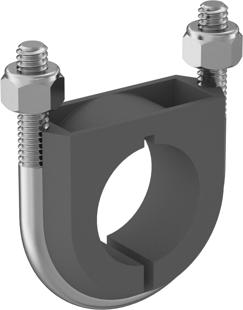 Titreşim Sönümleyici U Cıvatası, Çinko Kaplı Çelik, 1/4"-20 Boyut, 1-1/16" ID,-65° ila 340°F