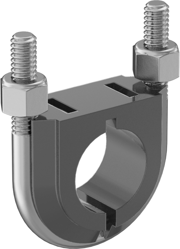 Titreşim Sönümleyici U Cıvatası, Çinko Kaplı Çelik, 1/4"-20 Diş, 7/8" ID,-50° ila 275°F