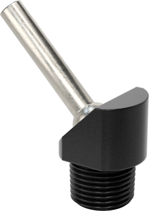NPT/BSPT Bağlantılı Makineye Monte Soğutma Sıvısı Nozulu, 3/8 Boru Boyutu, 0,220" Delik Çapı, 1-1/4" Uç Uzunluğu