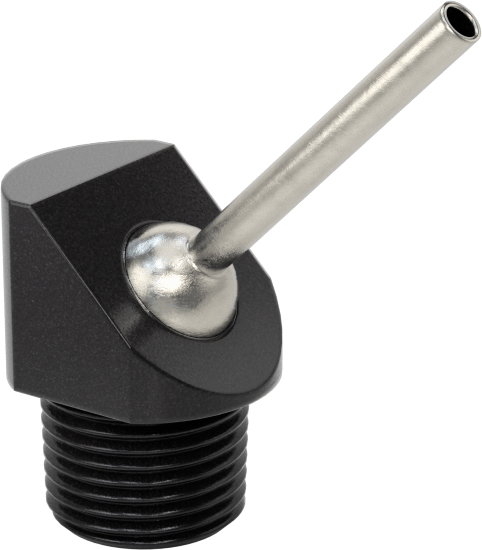 NPT/BSPT Bağlantılı Makineye Monte Soğutma Sıvısı Nozulu, 3/8 Boru Boyutu, 0,110" Delik Çapı, 1-1/4" Uç Uzunluğu