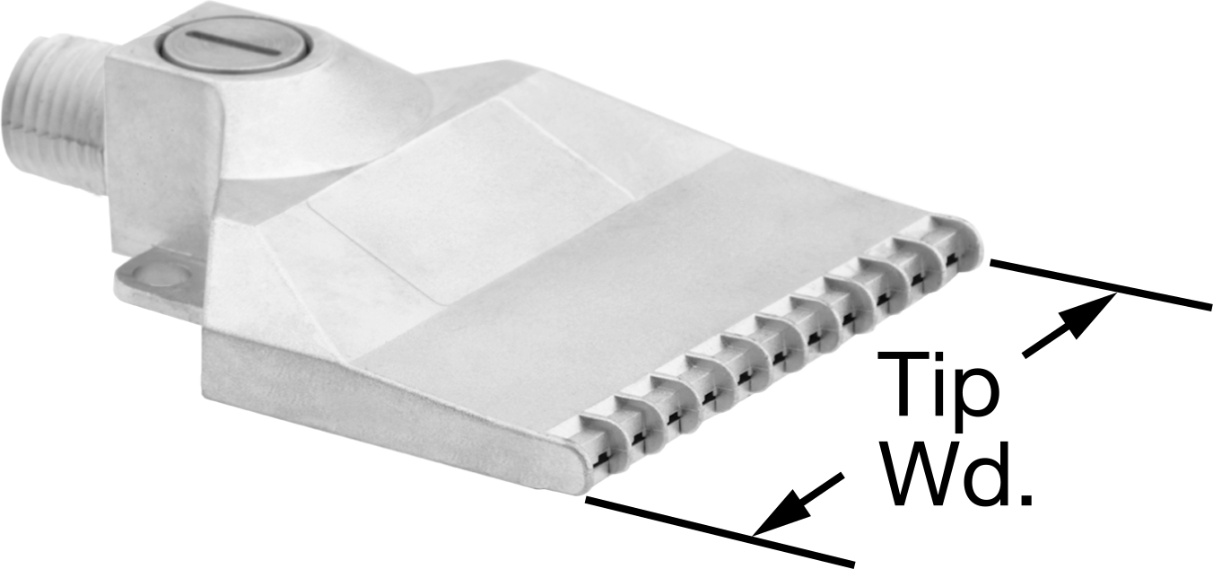 Hava Nozulu, Ayarlanabilir Hava Akışı, 2-7/16" Genişlik Uç, 1/4 NPT Erkek Giriş