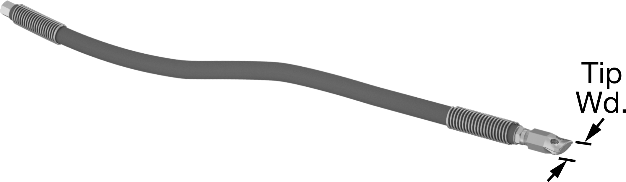Hava Nozulu, Wd-Airflow Bend and Stay, Çinko, 1/4 NPT Erkek, 75 dB, 25" Uzunluk