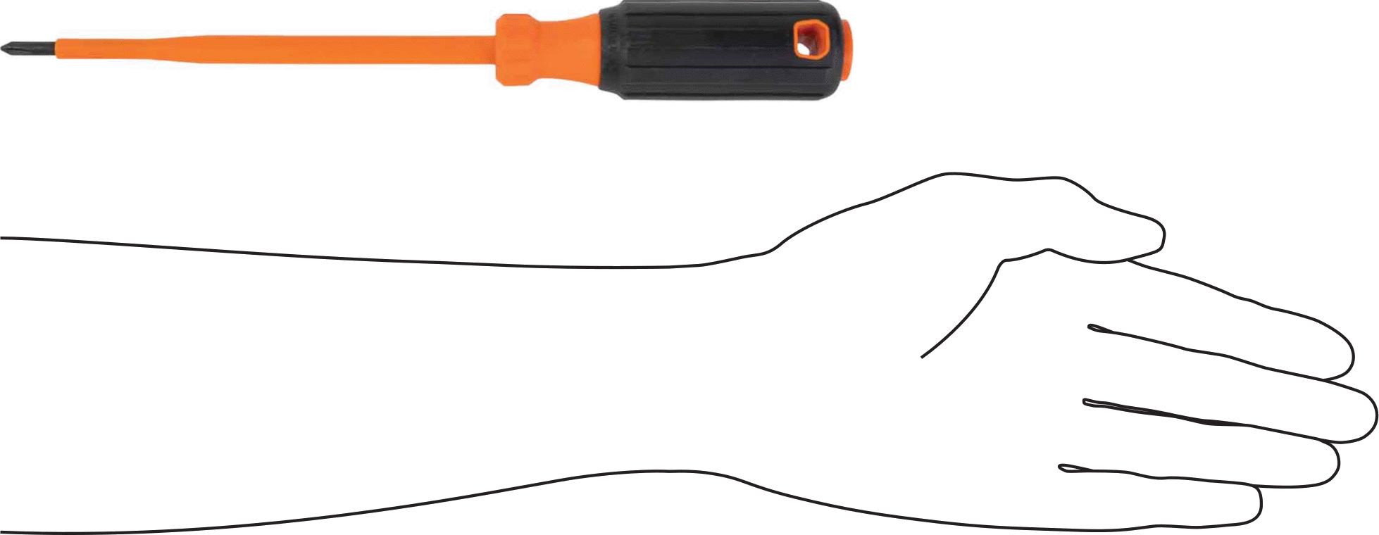 Elektrik Yalıtımlı Tornavida, Yastıklı Tutamaklı, 1 numaralı Phillips, 10-1/4" Toplam Uzunluk