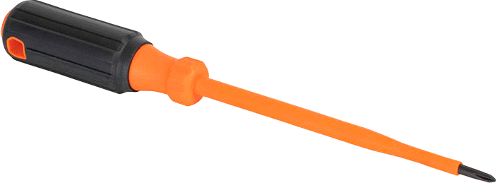 Elektrik Yalıtımlı Tornavida, Yastıklı Tutamaklı, 1 numaralı Phillips, 10-1/4" Toplam Uzunluk