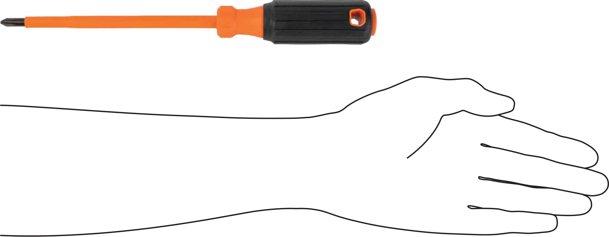 Elektrik Yalıtımlı Tornavida, Yastıklı Tutamaklı, Numara 2 Phillips, 10-1/4" Toplam Uzunluk