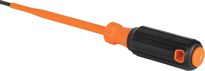Elektrik Yalıtımlı Tornavida, Yastıklı Tutamaklı, 3/16" Oluklu, 10-1/4" Toplam Uzunluk