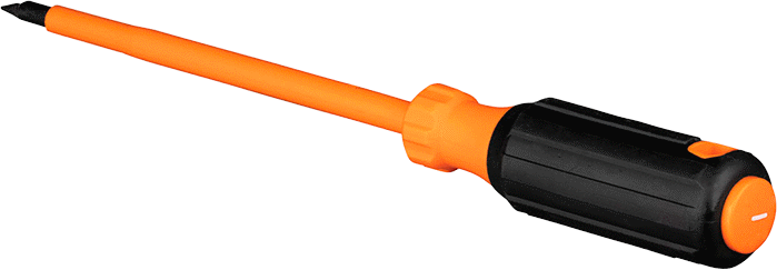 Elektrik Yalıtımlı Tornavida, Yastıklı Tutamaklı, 1/4" Yivli, 10-1/4" Toplam Uzunluk