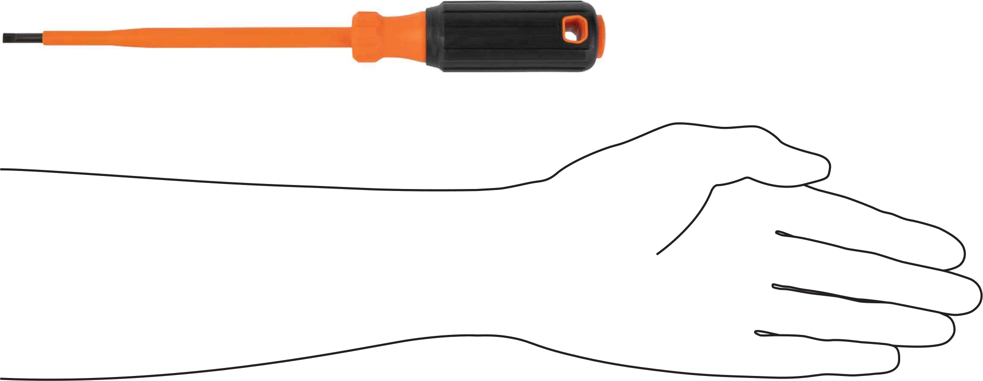 Elektrik Yalıtımlı Tornavida, Yastıklı Tutamaklı, 1/4" Yivli, 10-1/4" Toplam Uzunluk