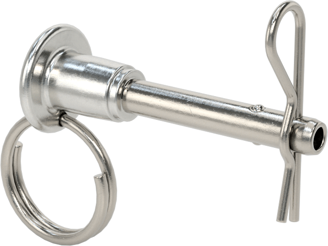 Çatal Pimli Çift Kilitli Hızlı Açma Pimi, 17-4 PH Paslanmaz Çelik, 1/4" Çap, 1" Kullanılabilir Uzunluk