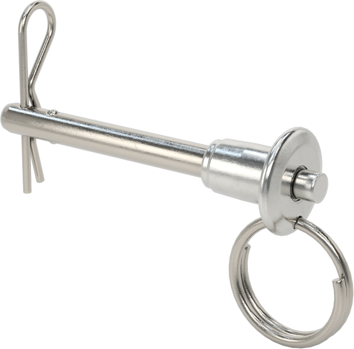 Çatal Pimli Çift Kilitli Hızlı Açma Pimi, 17-4 PH Paslanmaz Çelik, 1/4" Çap, 1-1/2" Kullanılabilir Uzunluk