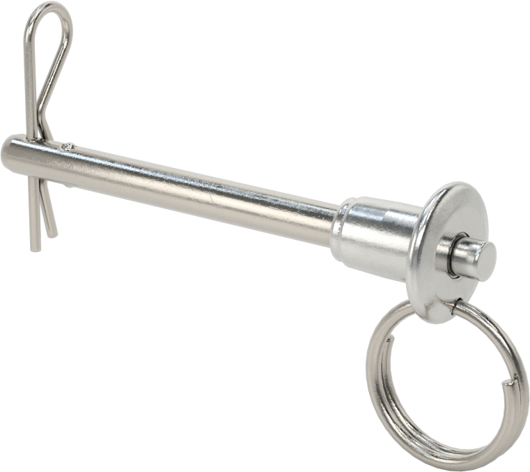 Çatal Pimli Çift Kilitli Hızlı Açma Pimi, 17-4 PH Paslanmaz Çelik, 1/4" Çap, 2" Kullanılabilir Uzunluk