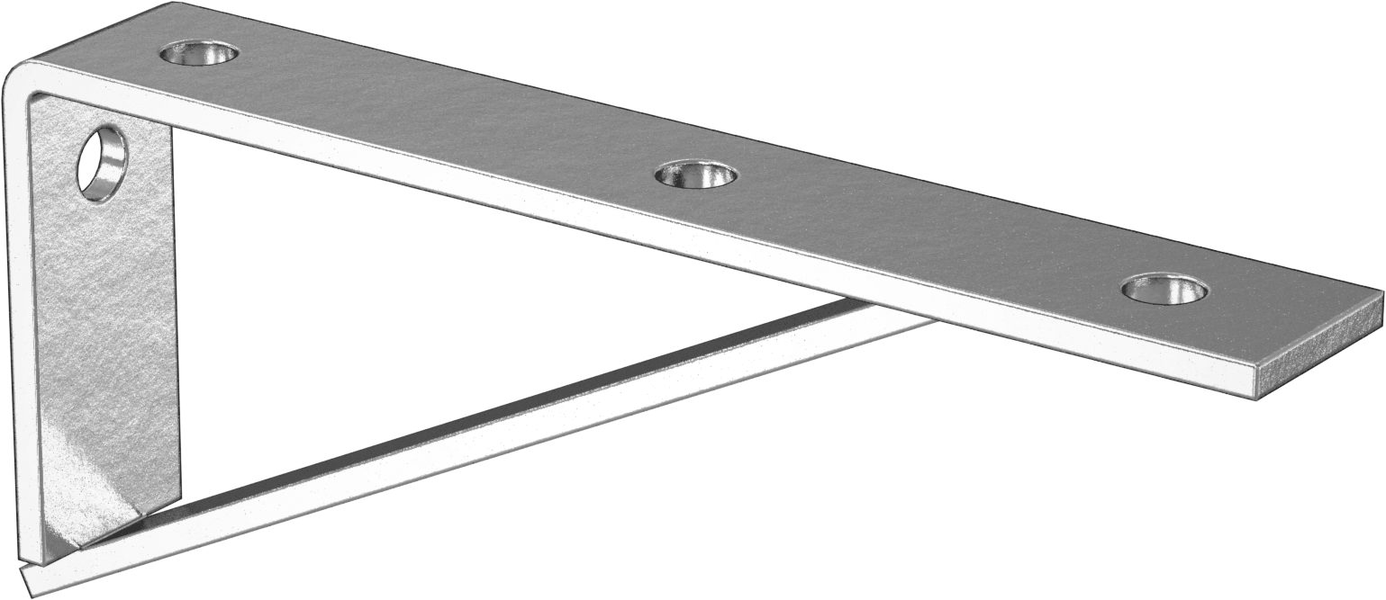 Strut Kanalı Raf Braketi, Çinko Kaplı Çelik, 10-1/2" Uzunluk