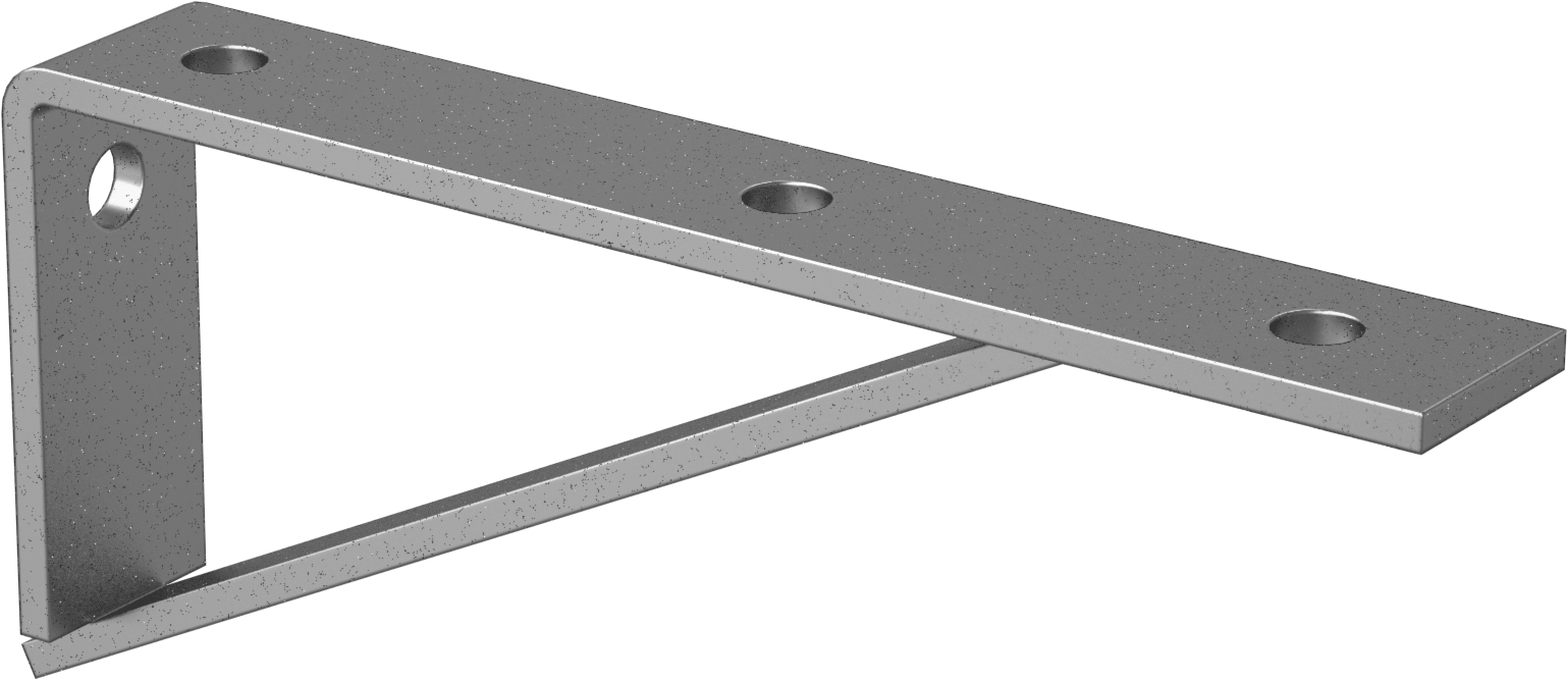 Strut Kanalı Raf Braketi, Galvanizli Çelik, 10-1/2" Uzunluk