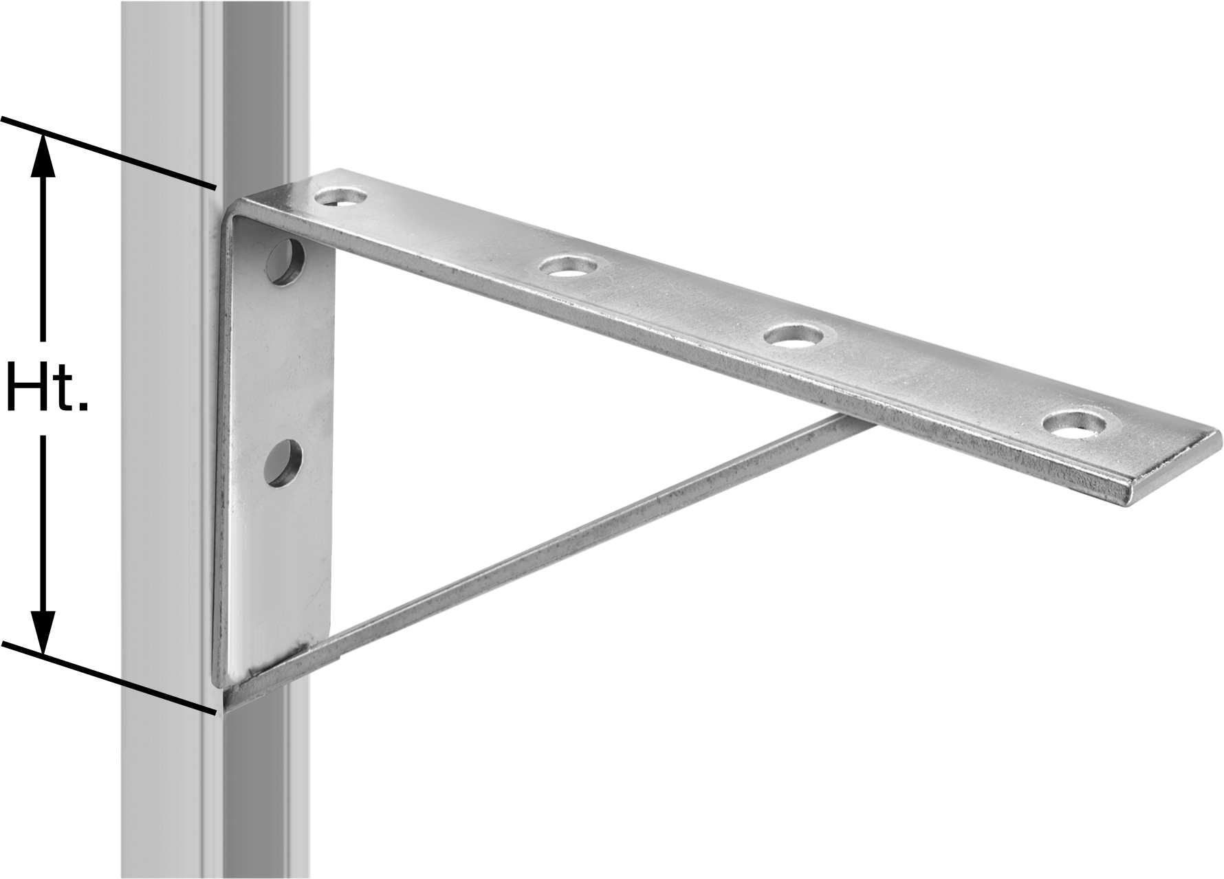 Strut Kanalı Raf Braketi, Siyah Boyalı Çelik, 8-1/2" Uzunluk