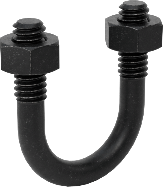 Siyah Oksit Çelik U Cıvatası, 1/4"-20 Diş Boyutu, 3/4" ID, 1-1/4" Yükseklik