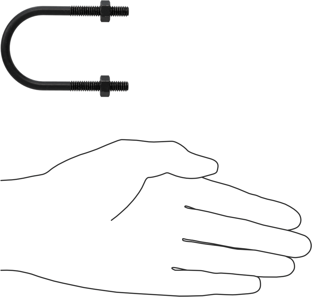 Siyah Oksit Çelik U Cıvatası, 1/4"-20 Diş Boyutu, 1-1/2" ID