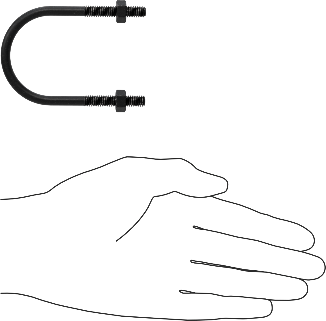 Siyah Oksit Çelik U Cıvatası, 1/4"-20 Diş Boyutu, 1-3/4" ID