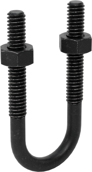 Siyah Oksit Çelik U Cıvatası, 1/4"-20 Diş Boyutu, 3/4" ID, 2-1/4" Yükseklik