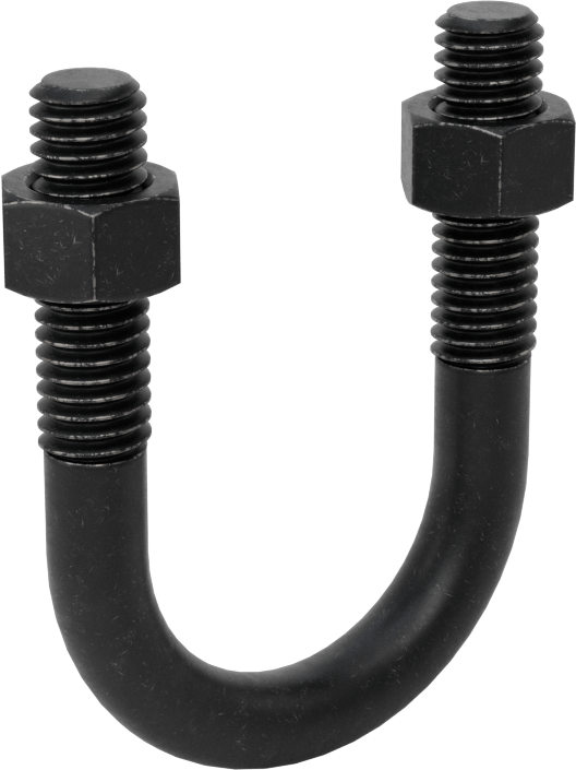Siyah Oksit Çelik U Cıvatası, 3/8"-16 Diş Boyutu, 1-1/4" ID