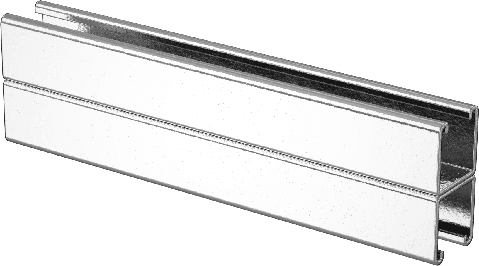 Sırt Sırta İstiflenmiş Dikme Kanalı, Yivli Delik, Çinko Kaplı Çelik, 1-5/8" Yükseklik, Uzunluk