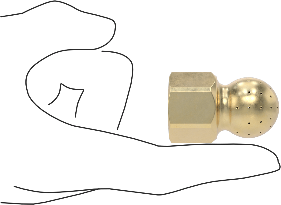 Tank Yıkama Nozulu, Pirinç, 1/2 NPT Dişi, 20 PSI'da 4 gpm