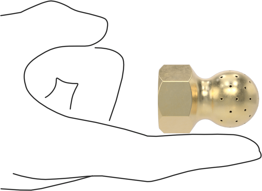 Tank Yıkama Nozulu, Pirinç, 1/2 NPT Dişi, 20 PSI'da 6 gpm