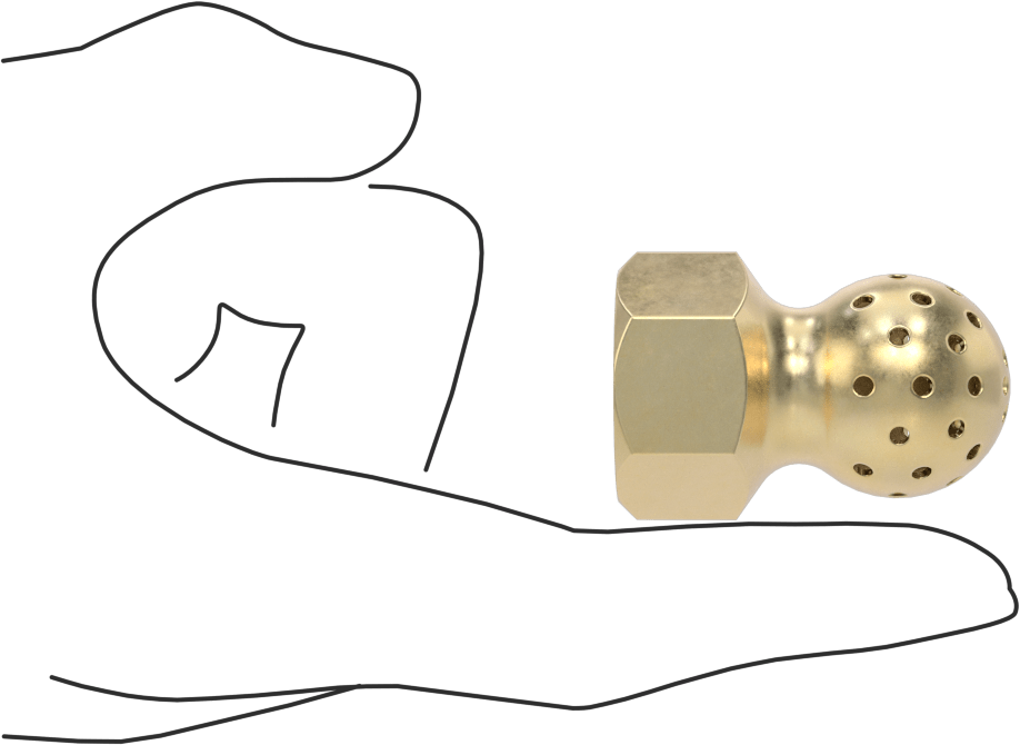 Tank Yıkama Nozulu, Pirinç, 1/2 NPT Dişi, 20 PSI'da 26 gpm