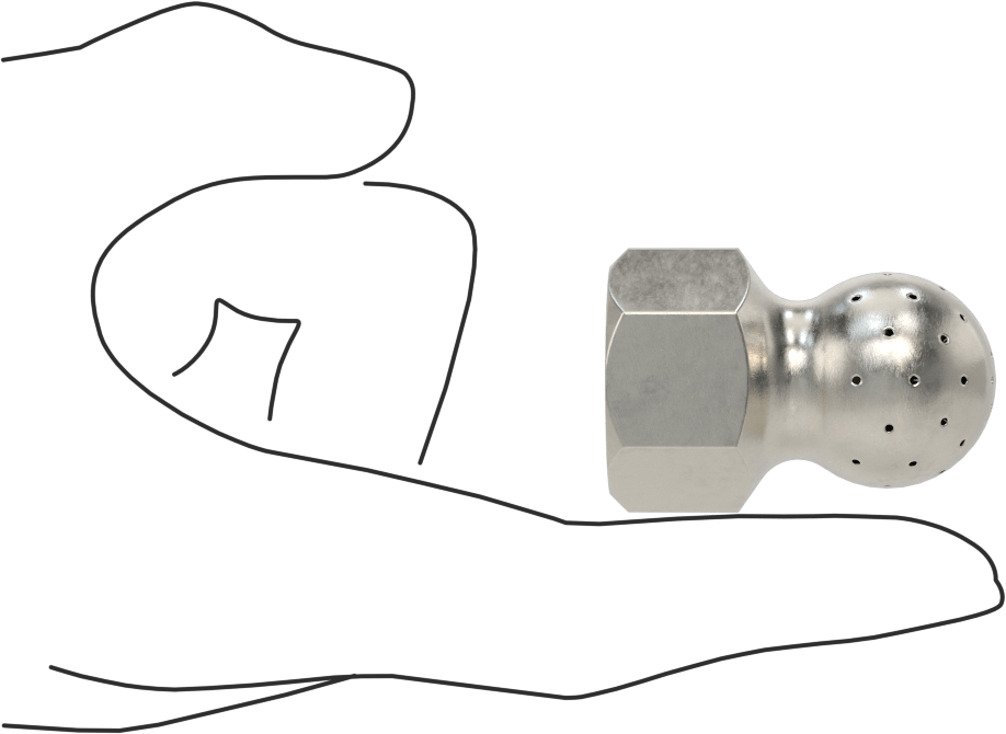 Tank Yıkama Nozulu, 303 Paslanmaz Çelik, 1/2 NPT Dişi, 20 PSI'da 6 gpm