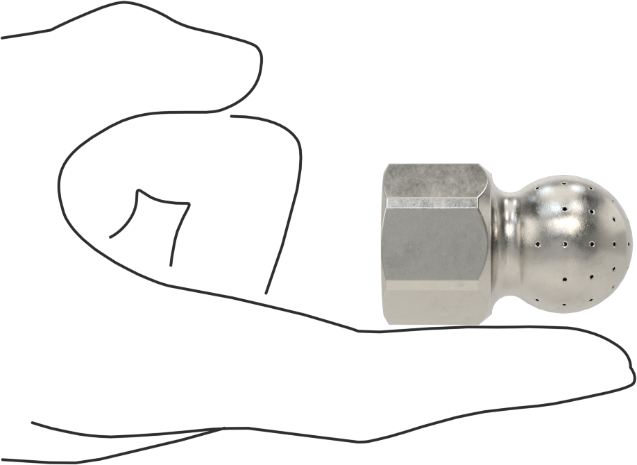 Tank Yıkama Nozulu, 303 Paslanmaz Çelik, 1/2 NPT Dişi, 20 PSI'da 4 gpm
