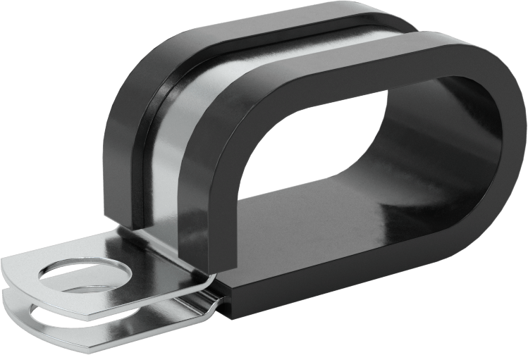 Titreşim Sönümleyici Döngü Kelepçesi, Çok Satırlı, EPDM Yastıklı Çinko Kaplı Çelik, 3/4" ID