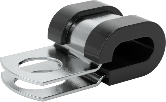 Titreşim Sönümleyici Döngü Kelepçesi, Çok Satırlı, EPDM Yastıklı Çinko Kaplı Çelik, 1/4" ID