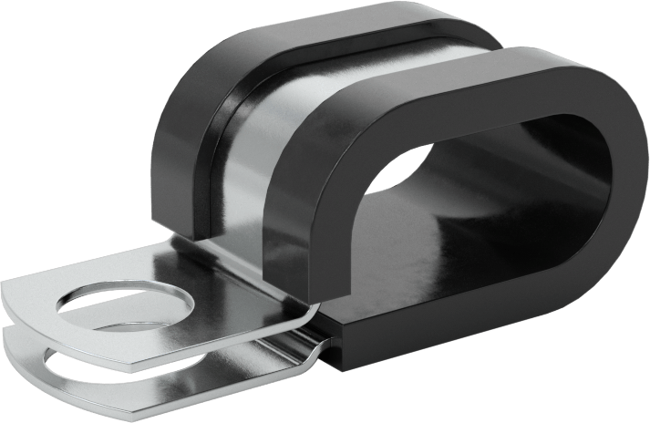 Titreşim Sönümleyici Döngü Kelepçesi, Çok Satırlı, EPDM Yastıklı Çinko Kaplı Çelik, 1/2" ID