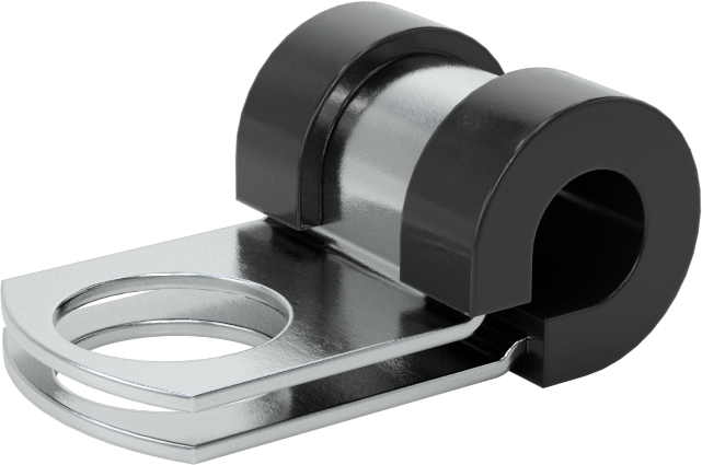 Titreşim Sönümleyici Döngü Kelepçesi, Çinko Kaplı Çelik, EPDM Yastık, 1/4" ID, 1-3/16" Uzunluk