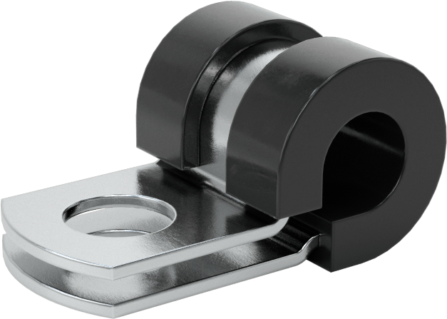 Titreşim Sönümleyici Döngü Kelepçesi, Çinko Kaplı Çelik, EPDM Yastık, 1/4" ID, 1-1/16" Uzunluk