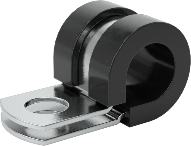 Titreşim Sönümleyici Döngü Kelepçesi, Çinko Kaplı Çelik, EPDM Yastık, 3/8" ID, 1-3/16" Uzunluk