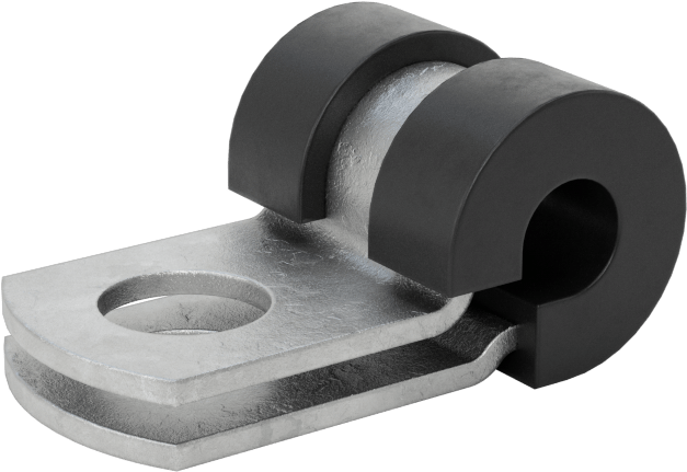 Titreşim Sönümleyici Döngü Kelepçesi, Galvanizli Çelik, EPDM Yastık, 3/16" ID, 1" Uzunluk