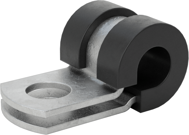 Titreşim Sönümleyici Döngü Kelepçesi, Galvanizli Çelik, EPDM Yastık, 1/4" ID, 1-1/16" Uzunluk