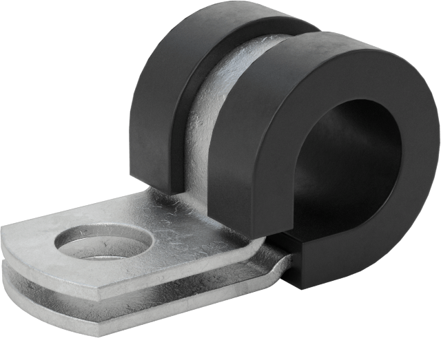Titreşim Sönümleyici Döngü Kelepçesi, Galvanizli Çelik, EPDM Yastık, 3/8" ID, 1-3/16" Uzunluk