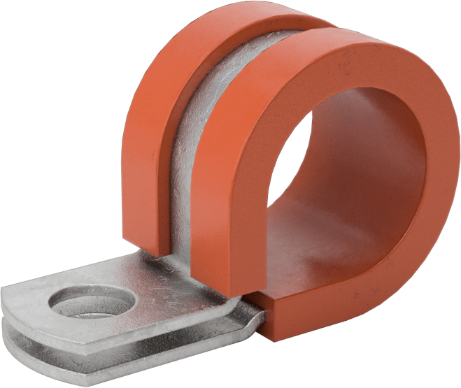 Titreşim Sönümleyici Döngü Kelepçesi, Galvanizli Çelik, Silikon Yastık, 5/8" ID, 1-3/4" Uzunluk