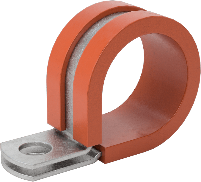 Titreşim Sönümleyici Döngü Kelepçesi, Galvanizli Çelik, Silikon Yastık, 7/8" ID, 2-3/16" Uzunluk