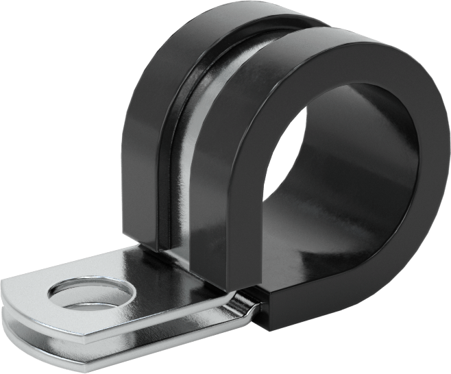 Titreşim Sönümleyici Döngü Kelepçesi, Çinko Kaplı Çelik, EPDM Yastık, 5/8" ID, 1-1/2" Uzunluk