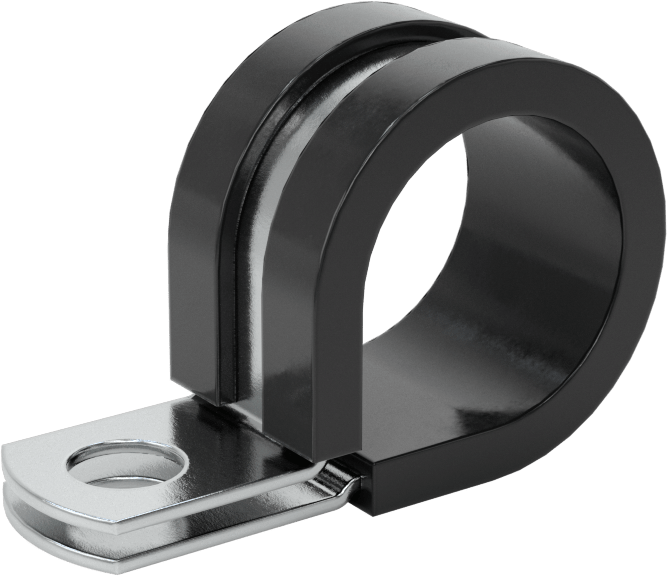 Titreşim Sönümleyici Döngü Kelepçesi, Çinko Kaplı Çelik, EPDM Yastık, 3/4" ID, 1-5/8 inç Uzunluk