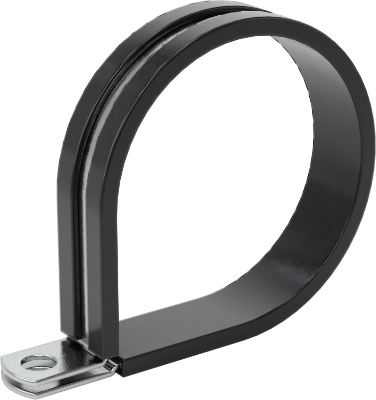 Titreşim Sönümleyici Döngü Kelepçesi, Çinko Kaplı Çelik, EPDM Yastık, 2-1/4" ID, 3-1/8" Uzunluk
