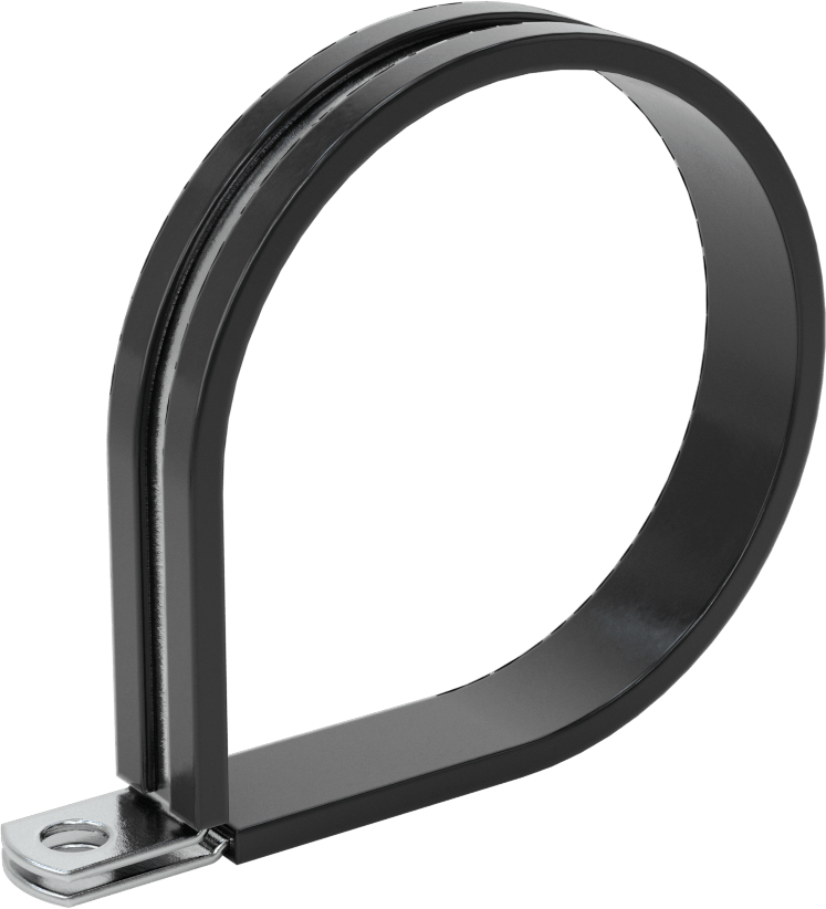 Titreşim Sönümleyici Döngü Kelepçesi, Çinko Kaplı Çelik, EPDM Yastık, 2-3/4" ID, 3-5/8" Uzunluk