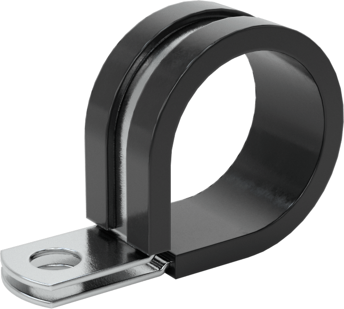 Titreşim Sönümleyici Döngü Kelepçesi, Çinko Kaplı Çelik, EPDM Yastık, 1" ID, 1-7/8" Uzunluk