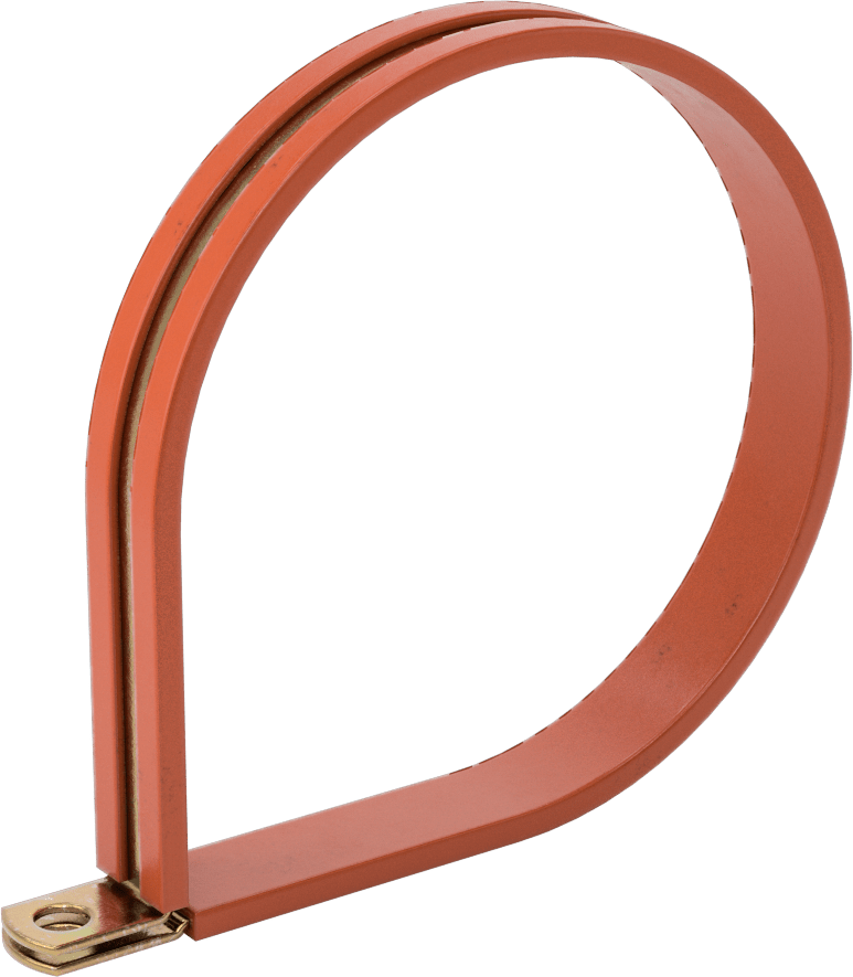 Titreşim Sönümleyici Döngü Kelepçesi, Çinko Kaplı Çelik, Silikon Yastık, 3-3/4" ID, 4-5/8" Uzunluk