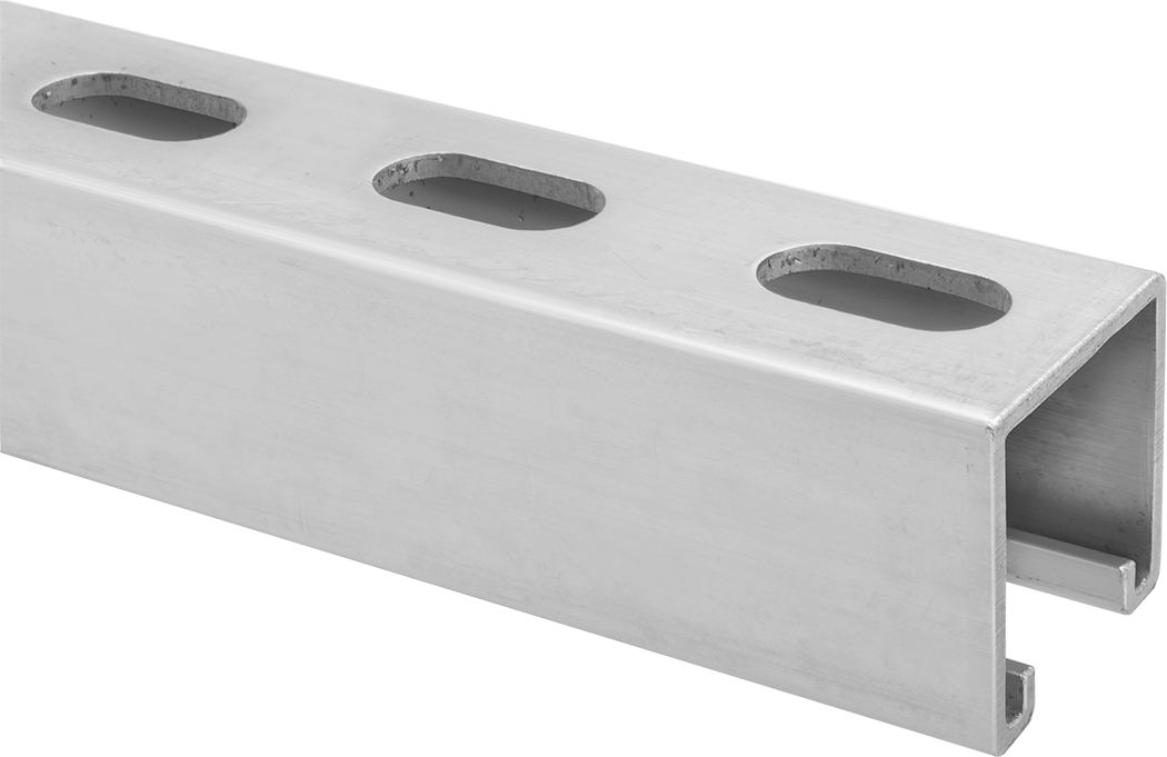 Destek Kanalı, 1-1/8" Uzunlukta Yarık Delikli, Çinko Kaplı Çelik